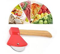 Aramox Couteau à Pizza avec Lame en Acier 430 et Manche en Bambou -pizza 21 X 10 X 8 Cm Poignée Ergonomique avec Couvercle en PP pour Cuisines à Domicile Restaurants Pizzerias (rouge)