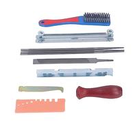 Aramox Ensemble de Limes d'affûtage de Tronçonneuse, Kit de Limes de Scie à Chaîne en Acier au Carbone 11 Pièces avec Jauge et Manche en Bois pour Atelier de Jardin, Entretien de la Chaîne de