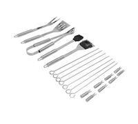 Aramox Ensemble d'Outils de Barbecue Ensemble de Gril en Acier Inoxydable 20 Pièces avec Poignées en Bois Massif Outils de 35 Cm Anneaux de Suspension Faciles à Nettoyer pour Le Camping Familial