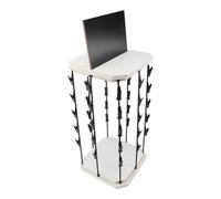 Aramox Étagère à Collations Rotative avec Base en Bois à 360°, Présentoir à Copeaux, 22 X 42,5 Cm, 5 Niveaux, 40 Clips, Organisateur avec Bloc-notes pour Fêtes, Stands de Concession, Comptoirs de
