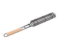 Aramox Kabob Panier à Grillades en Fer avec Poignée en Bois, Grille Verrouillable 19,3 X 2,0 X 1,6 Pouces pour Légumes, Viande, Hot-dogs, Barbecue en Plein Air, Camping, Pique-nique (Couleur