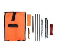 Aramox Kit d'affûtage de Tronçonneuse, Ensemble de Limes de Tronçonneuse en Métal 10 Pièces avec Manche en Bois Dur, Outils d'affûtage de Scie à Chaîne Portables pour Les Utilisateurs 'Entretien de