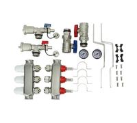 Aramox Kit de Collecteur de Chaleur Radiante, Collecteur de Chaleur au Sol en Acier Inoxydable 304, 3 Boucles G1in pour Chauffage au Sol Hydronique, Débitmètre, Manomètre, Vanne de Contrôle de la