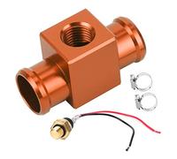 Aramox Kit de Commutateur de Température d'eau de Thermostat, Adaptateur de Tuyau de Radiateur en Aluminium CNC avec Capteur de Température de Ventilateur 22 Mm, pour Système de Refroidissement de