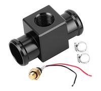 Aramox Kit de Commutateur de Température d'eau de Thermostat, Adaptateur de Tuyau de Radiateur en Aluminium CNC avec Capteur de Température de Ventilateur 22 Mm, pour Système de Refroidissement de