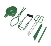 Aramox Kit de Mise en Conserve, Fournitures de Mise en Conserve en Silicone, en Acier Inoxydable et en Aluminium, Ensemble de 6 élévateurs de Bocaux avec Entonnoir et Mesureur de Couvercle (GREEN)