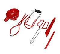 Aramox Kit de Mise en Conserve, Fournitures de Mise en Conserve en Silicone, en Acier Inoxydable et en Aluminium, Ensemble de 6 élévateurs de Bocaux avec Entonnoir et Mesureur de Couvercle (rouge)