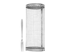 Aramox Panier de Barbecue, Panier de Gril Roulant en Acier Inoxydable, Grand Cylindre de Grillage à Grille Ouverte pour Poissons, Légumes, Frites, Barbecue de Camping pour les Cuisiniers de Jardin