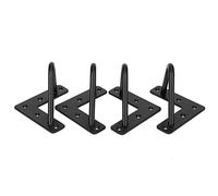 Aramox Pied de Table en Forme de U Pieds de Table en Fer laminé à Froid Lot de 4 Pieds de Support de Bureau de 4 Pouces avec Revêtement Noir 5 Trous Pré-percés pour Basse, Banc, de Chevet, Tabouret