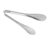 Aramox Pince à Aliments en Acier Inoxydable Polie Miroir, Poignée Ergonomique de 8 Pouces avec 100 Trous de Sortie pour Salade, Pain, Steak, Grill, Buffet, Utilisation en Cuisine (petite taille)