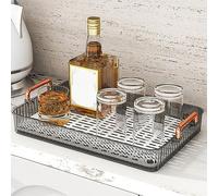 Aramox Plateau de Service à thé Plateau à thé en Plastique avec Drainage intégré 39 X 25 X 5 Cm Double Couche Antidérapante avec Poignées pour Les Collations au café, Les Fêtes de Table de Cuisine