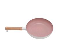 Aramox Poêle à Frire Antiadhésive de 7,9 Pouces en Aluminium avec Manche en Bois, Chauffage Uniforme, Dégagement Facile pour œufs, Crêpes, Légumes, Camping, Cuisine, Petits Ménages