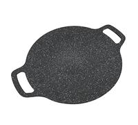 Aramox Poêle à Gril Ronde, Revêtement en Pierre d'aluminium, Poêle à Barbecue de Style Coréen 30 Cm, Plaque de Cuisson Antiadhésive à Conservation de la Chaleur pour Cuisinière, Four, Grill, Feu de