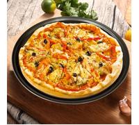 ARAMOX Poêle à pizza antiadhésive Plateau à Pizza antiadhésif, plateau à Pizza rond, outil de cuisson solide meuble pour Noir