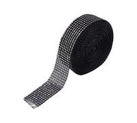 Aramox Ruban en de Strass, Ruban en Plastique de Galvanoplastie, 8 Rangées de 1,4 Pouces X 10 Mètres, Emballage Décoratif pour Mariage, Fête de Noël, Vase de Table, Bougeoir (BLACK)