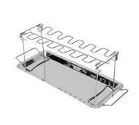 Aramox Support de Cuisse de Poulet avec Cadre Amovible pour Four et Grill | Pliable avec Lèchefrite, Peut Contenir des Pilons et des Ailes, Chauffage Uniforme, Nettoyage Facile, Convient au Gril à