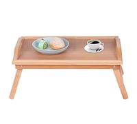 Aramox Table à thé Table Basse en Bois de Hêtre 59 X 33 X 21,5 Cm d'appoint Pliable avec 4 Loquets de Pieds Plateau à Collation Portable pour Chambre à Coucher, Salon, Bureau, Utilisation en