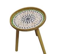 Aramox Table Basse en Rotin Faite à la Main, Table Centrale d'accent Tissée, Texture Naturelle et Structure Stable pour Salon, Appartement