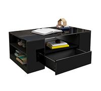 Aramox Table Basse Rectangulaire, Table de Rangement Haute Brillance en Panneaux de Particules, 2 Couches Blanc 37,4 X 21,7 X 14,6 Pouces avec étagère Ouverte pour Salon, Chambre à Coucher, Bureau