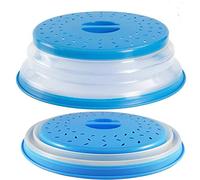 Aranticy Lot de 2 passoires pliables en plastique pour micro-ondes avec ouvertures d'aération pour fruits et légumes, sans BPA et non toxique Bleu