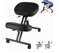 ARBGO Chaise genoux, ergonomique, repose-genoux, tabouret de bureau, hauteur réglable, avec roulettes, améliore votre posture avec un siège incliné - Coussin épais et confortable - Noir