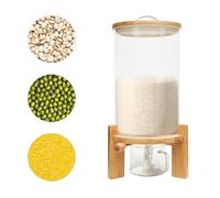 ARBGO Distributeur de riz, distributeur de céréales, bocal de conservation en verre avec couvercle, distributeur de nourriture avec verre doseur pour haricots, riz, céréales, étanche à l'humidité et à