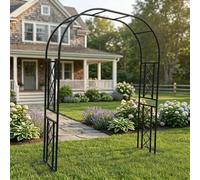 Arbor de jardin lourd, 270cm Steel Archway pour plantes grimpantes, cadre de rose enduit de poudre avec base, Support de pergola en métal extérieur durable pour la décoration de jardin de terrasse