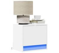 Arborthrum Lot de 2 tables de chevet murales avec lumières LED - Table de chevet suspendue - Montage mural - Table de chevet flottante - Pour chambre à coucher - Blanc