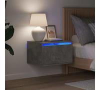 Arborthrum Lot de 2 tables de chevet murales avec lumières LED - Table de chevet suspendue - Montage mural - Table de chevet flottante pour chambre à coucher - Gris béton