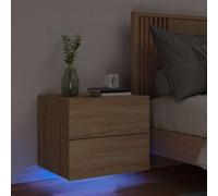 Arborthrum Table de chevet murale avec lumières LED, table de chevet suspendue, table de chevet murale pour salon, chambre à coucher, chêne Sonoma