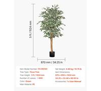Arbre artificiel, design réaliste, branches ajustables, ficus de 1,5 mètre