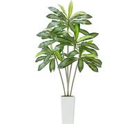 Arbre artificiel Dracaena, 1, 8 m, plante de type Dracaena, plantes tropicales avec un pot blanc et élancé, plante en soie artificielle en pot, grands arbres pour terrasses