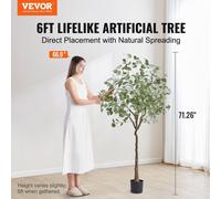 Arbre artificiel en eucalyptus, plante artificielle de 1,8 m de haut, matériau PE sécurisé et protection anti-basculement Plante nécessitant peu d'entretien, arbre artificiel en pot vert réaliste pour