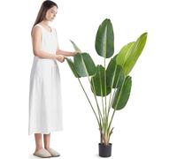 Arbre artificiel oiseau de paradis, plante artificielle de 1,5 m de haut, matériau PE et protection anti-basculement, plante nécessitant peu d'entretien, arbre artificiel vert réaliste pour la décorat