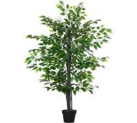 Outsunny Arbre Artificiel Plante Artificiel Banyan Hauteur 1,45 m Tronc Branches Liane Lichen Feuilles Grand réalisme Pot Inclus