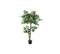 Outsunny Arbre artificiel Ficus 1,2 m - tronc, branches, lianes, feuilles réalistes - pot inclus