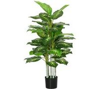 HOMCOM Plante Artificielle calathea Hauteur 120 cm Pot Ciment - intérieur