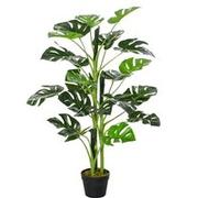 Plante artificielle - Outsunny - monstera arbre artificiel 21 feuilles pot ciment - plastique - Ø 16x100cm