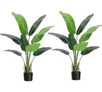 Arbre artificiel Strelitzia - Plante en pot - Hauteur 120 cm - Lot de 2 - Taille 4XL - Posé au sol - Plastique PE - Pour l'extérieur