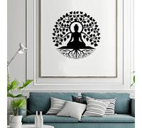 Arbre Bodhi avec Bouddha Viking en métal à suspendre au mur - 40 cm - Noir - Pour salon