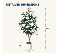 Arbre de camélia artificiel - Bonsaï floral avec vase - 120 cm - Fleurs blanches - En polyéthylène (PE) - Pour intérieur - Décoration de mariage