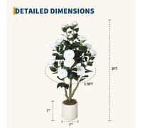 Arbre de camélia artificiel - Bonsaï floral avec vase - Entretien facile - Matériau en polyéthylène (PE) - 91 cm - Blanc - Décoration de mariage