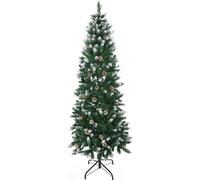 Arbre de Noël artificiel - Effet neige - 180 cm - 508 branches - 49 cônes - Non illuminé - Vert