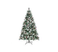 Arbre de Noël Artificiel LED, avec Lumières Colorées & Baies Rouges (215 cm)