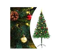 Arbre de Noël artificiel pré-éclairé avec boules vert 180 cm