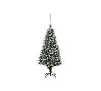 Arbre de Noël Artificiel Pré-éclairé/Boules Pommes de Pin, Sapin de Noël avec LED, Décoration de Vacances, Ornement de Fête Intérieur Extérieur,