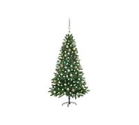 vidaXL Arbre de Noël Artificiel Pré-éclairé et Boules, Sapin de Noël avec LED, Décoration de Vacances, Ornement de Fête Intérieur Extérieur, 150 cm Vert Vert G