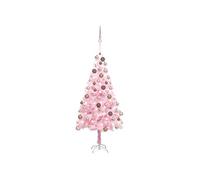 Arbre de Noël Artificiel Pré-éclairé et Boules, Sapin de Noël avec LED, Décoration de Vacances, Ornement de Fête Intérieur Extérieur, Rose 180 cm PVC
