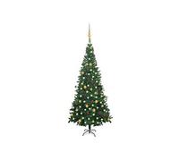 Arbre de Noël Artificiel Pré-éclairé et Boules, Sapin de Noël avec LED, Décoration de Vacances, Ornement de Fête Intérieur Extérieur, L 240 cm Vert