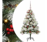 Arbre de Noël Artificiel Vert Blanc 150 cm PVC Métal Plastique avec LED USB | Bande lumineuse LED, connexion USB, design conique, base en métal robuste, montage avec tournevis